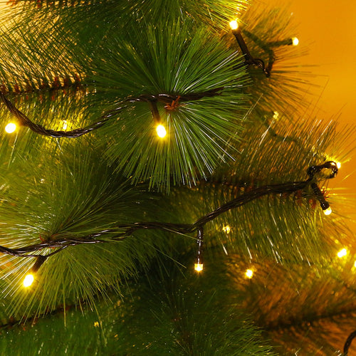 Instalatie de Craciun, Klevo®, Tip Liniara, Fir Negru, 9 m, 100 LED-uri, Interconectabila, Alb Cald