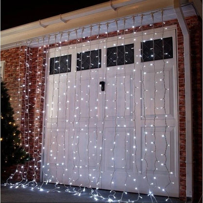 Instalatie de Craciun Klevo® Tip Perdea, 3 x 3 m, 320 LED-uri, Interconectabila, Alb Rece