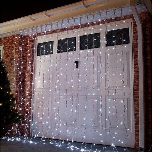 Instalatie de Craciun Klevo® Tip Perdea, 3 x 3 m, 320 LED-uri, Interconectabila, Alb Rece