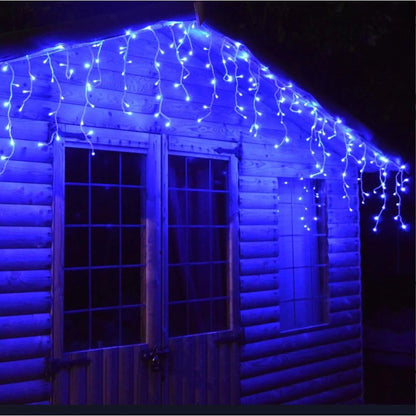 Instalatie de Craciun, Klevo®, Tip Turturi, Sectiune 5 m, 143 LED-uri, 8 Jocuri de Lumini, Fir Alb, Lumina Albastra, IP44, Interconectabila