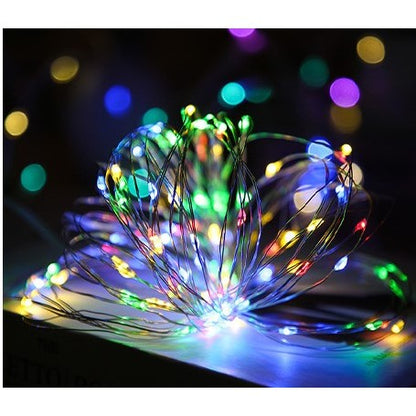 Instalatie de Craciun, Liniara, 20 m, Baterii, 200 LED-uri, Multicolor, 2 Jocuri de Lumini, Fir Cupru, Interior/Exterior, Klevo