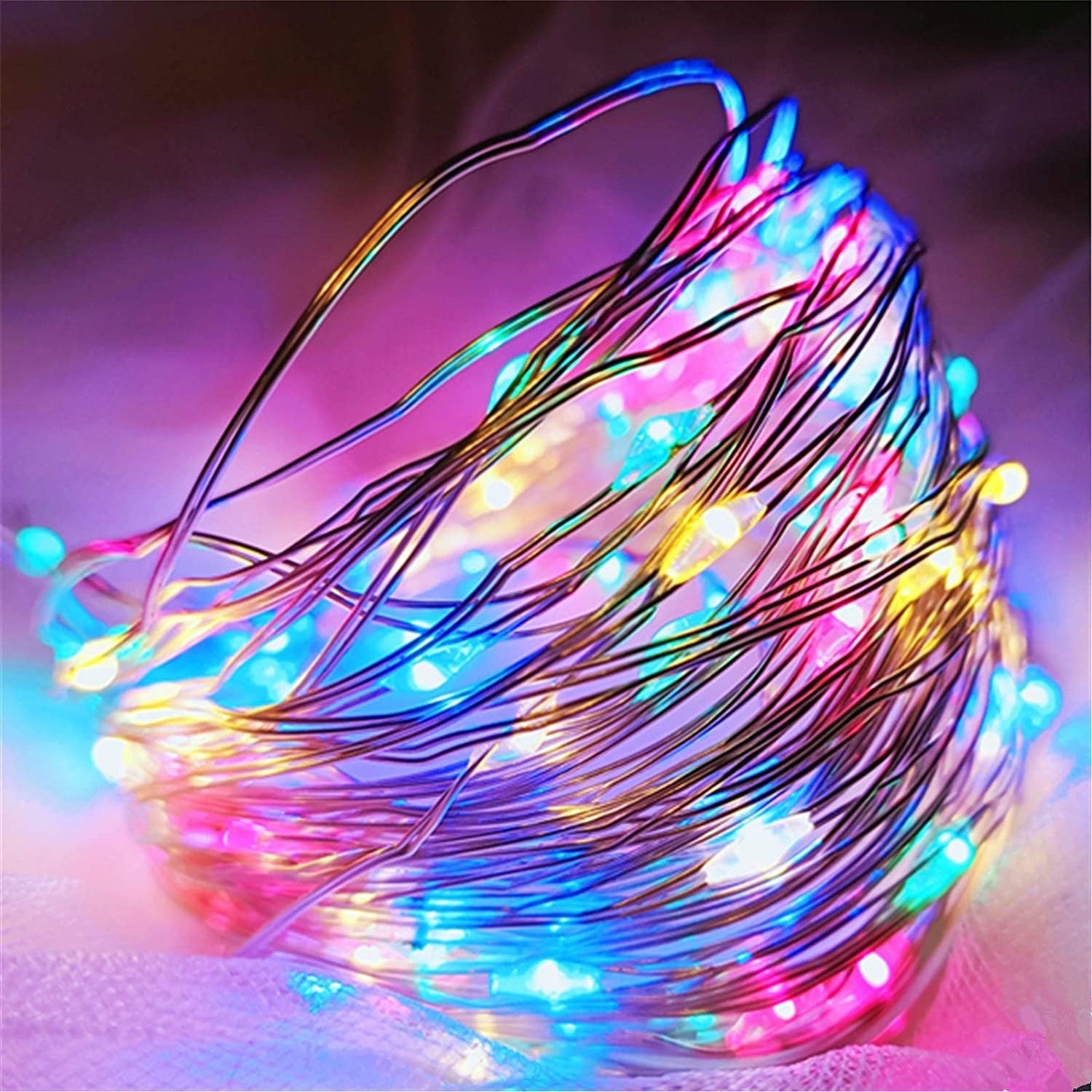 Instalatie de Craciun Liniara, Klevo®, Tip Liniara, Fir Cupru, 8 Jocuri de Lumini, cu Telecomanda, 10 m, 100 Led-uri, Alimentare USB, 4.5V, Multicolor