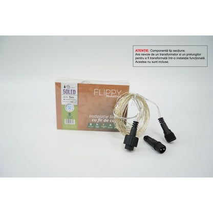 Instalatie de Craciun Tip Liniar, 8 jocuri de lumini, Fir Cupru, 5 m, 50 LED -uri, Alb Rece