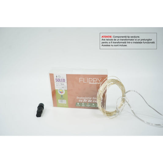 Instalatie de Craciun Tip Liniar, 8 jocuri de lumini, Fir Cupru, 5 m, 50 LED -uri, Multicolor