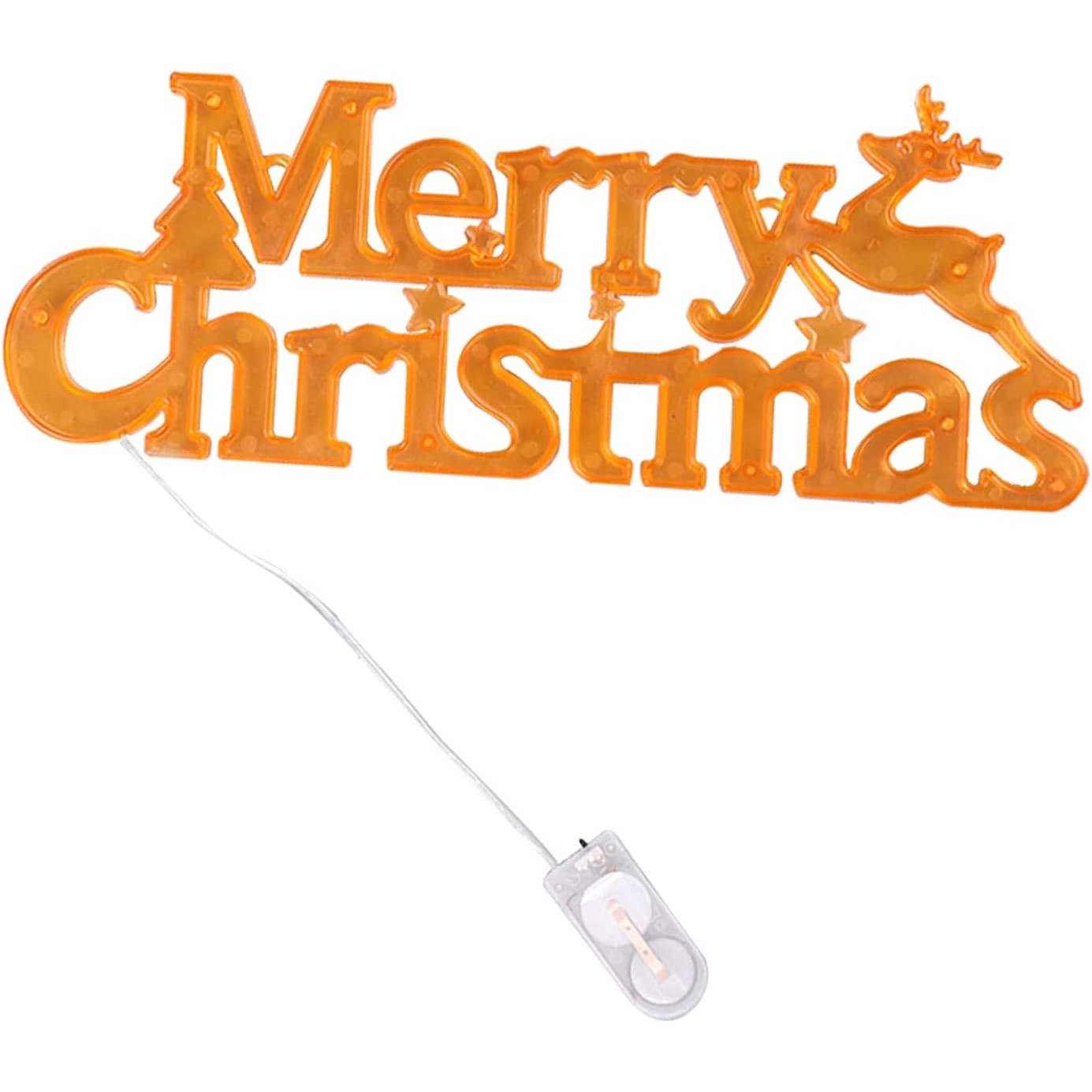 Instalatie LED de Craciun, Klevo, Litere 3D, Merry Christmas, Lumina Calda, 27.5 x 10.5 x 1.4 cm, Galben