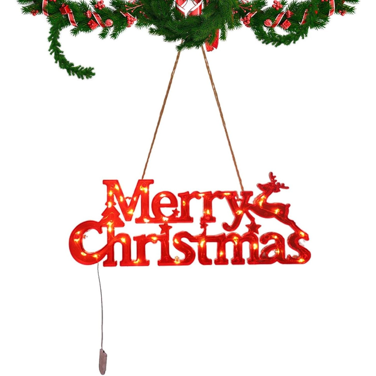 Instalatie LED de Craciun, Klevo, Litere 3D, Merry Christmas, Lumina Calda, 27.5 x 10.5 x 1.4 cm, Rosu