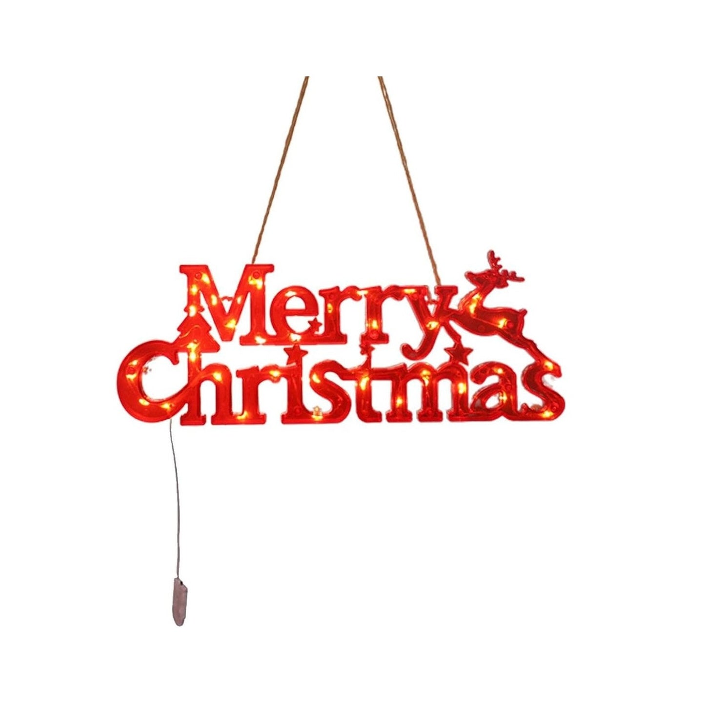 Instalatie LED de Craciun, Klevo, Litere 3D, Merry Christmas, Lumina Calda, 27.5 x 10.5 x 1.4 cm, Rosu