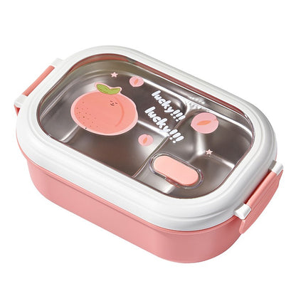 Cutie pentru Pranz sau Gustari, Klevo, cu Doua Compartimente, pentru Copii si Adulti, Etansare, PP, Perfect pentru Scoala si Birou, 1000 mL, 22.5x14.5x8 cm, Roz