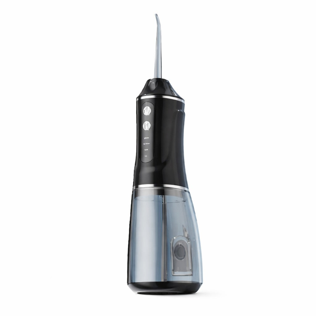 Irigator Bucal Electric, Klevo,  Portabil, Dus Bucal pentru Curatare, Indepartare Tartru, 4 Capete, 25 x 8 x 8 cm, Negru