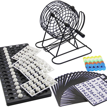 Joc Bingo Klevo, din metal, 75 bile albe, portabil, 21 x 21 cm, negru