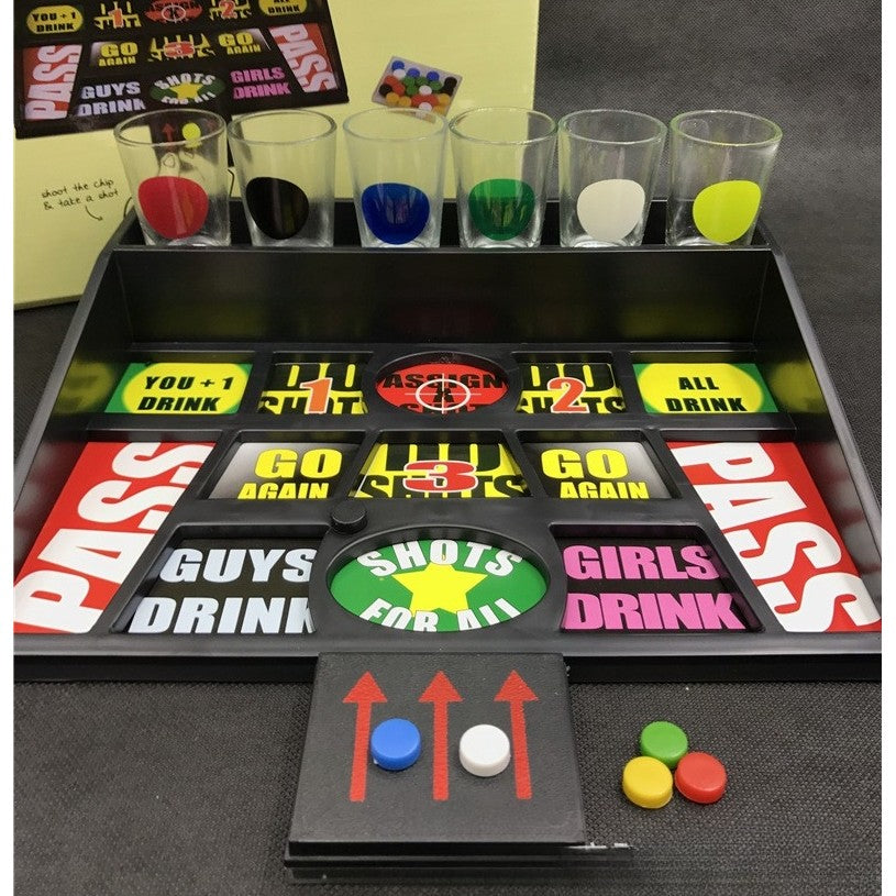 Joc de baut cu banuti Klevo, Pahare de Shot din Sticla Incluse, distractiv si interactiv, 23x28 cm, multicolor