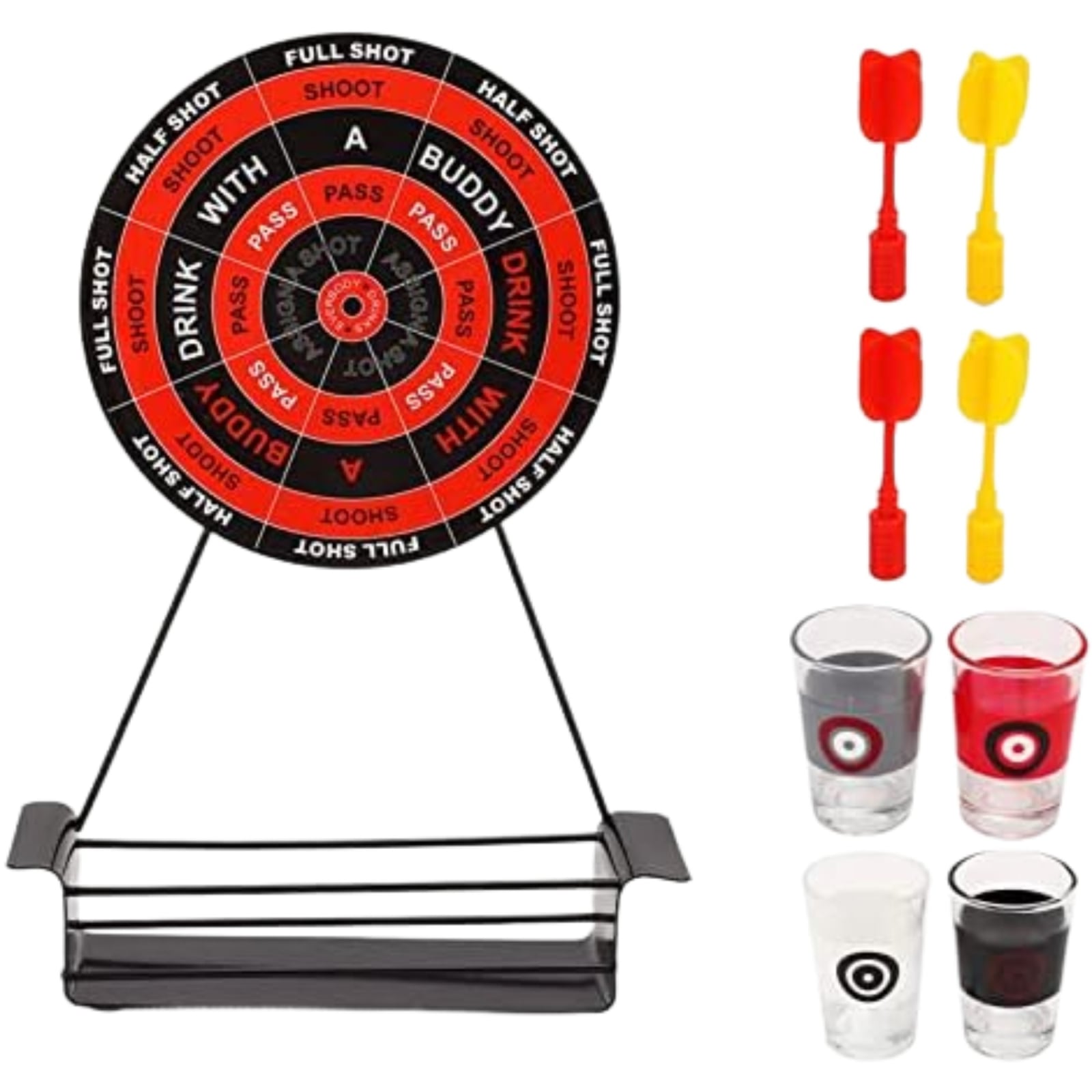 Joc de Baut Darts Klevo, 4 Sageti si Pahare de Shot Incluse, pentru petreceri si timp liber, 30 x 20 x 6.5 cm, multicolor