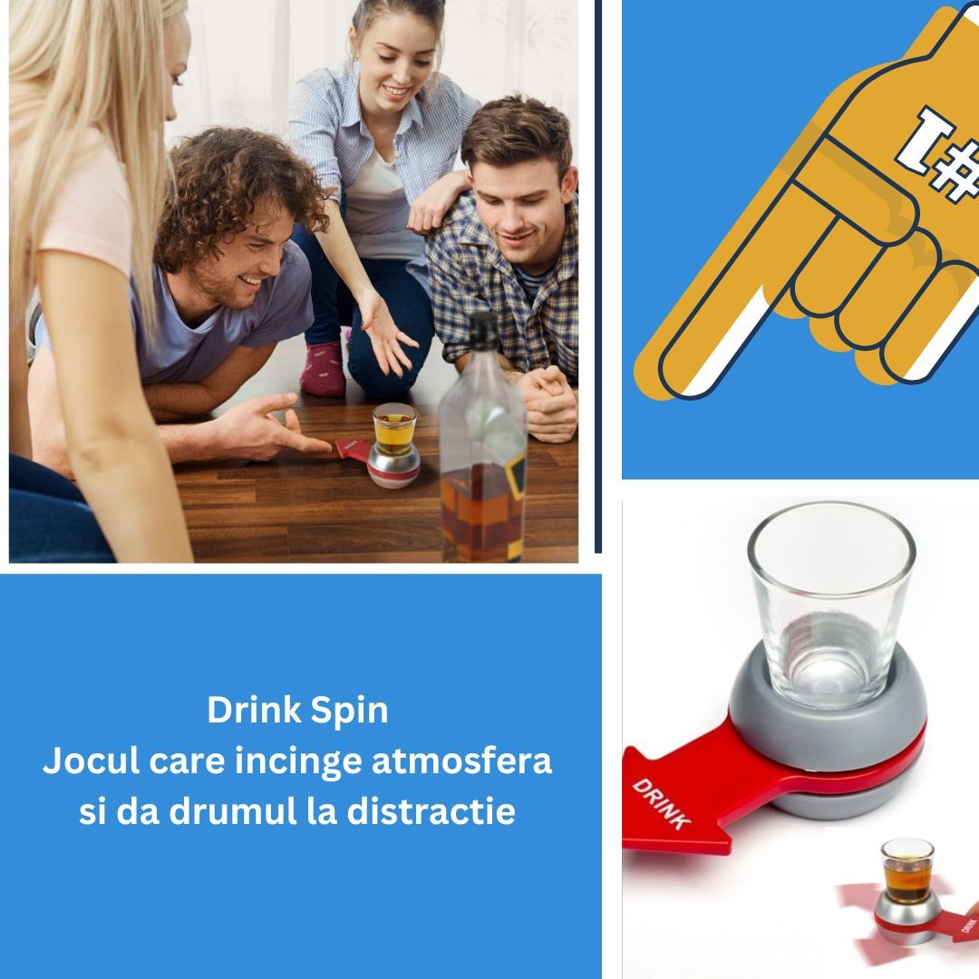 Joc de baut Drink Spin Klevo, 10.3 x 11.5 cm, Pahar de Shot din Sticla, gri