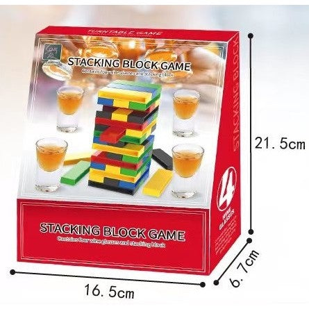 Joc de Baut Klevo, Turn Jenga din Plastic, cu 4 Pahare de Shot, +18 Ani, Multicolor