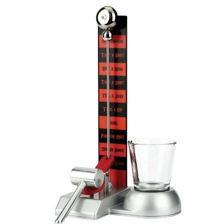 Joc de baut Hammershot cu Pahar Shot Klevo, 22 cm, Material Sticla, Plastic, Fier, Multicolor