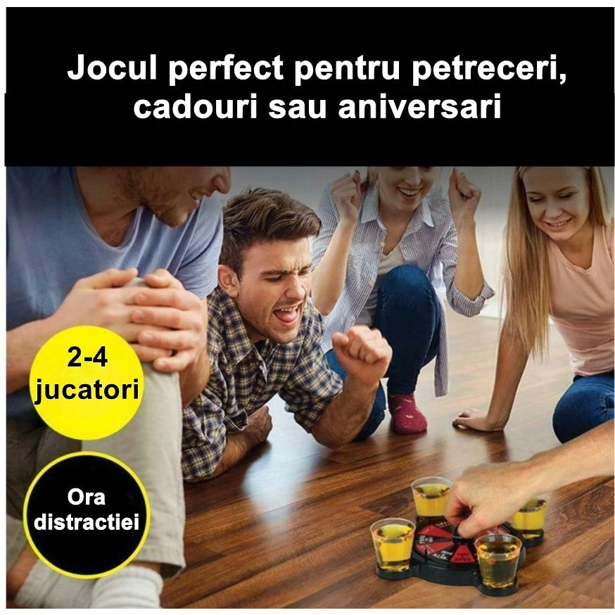 Joc de Baut Ruleta cu Pahare de Shot Klevo, 15 x 16.5 cm, Rosu/Negru