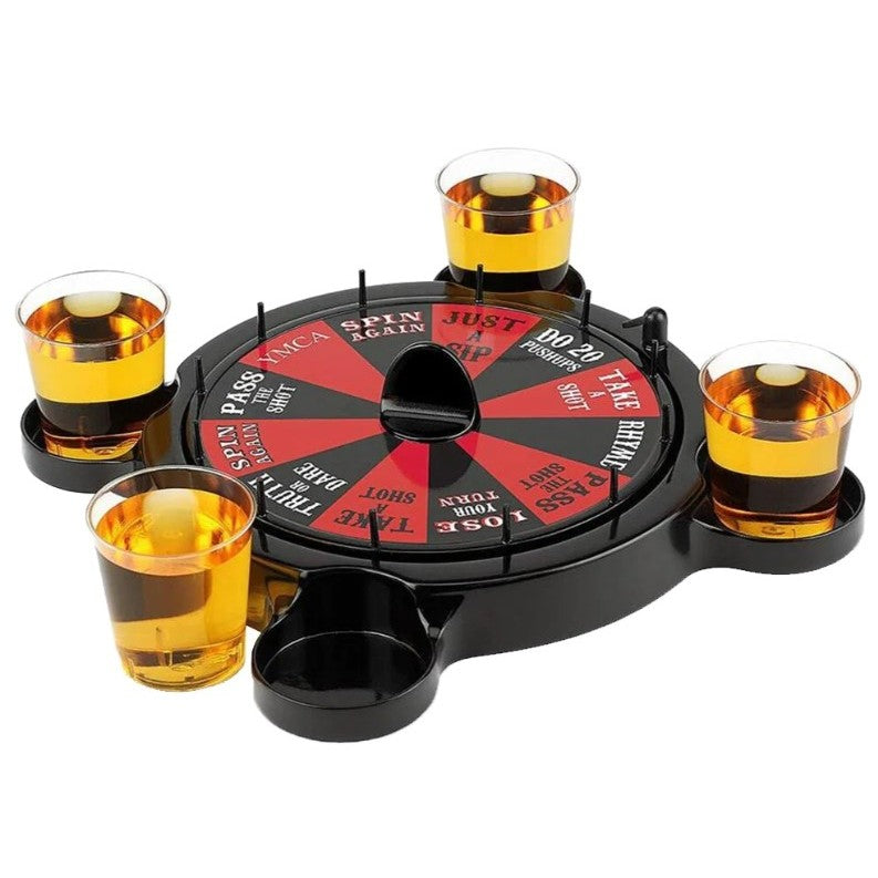 Joc de Baut Ruleta cu Pahare de Shot Klevo, 15 x 16.5 cm, Rosu/Negru