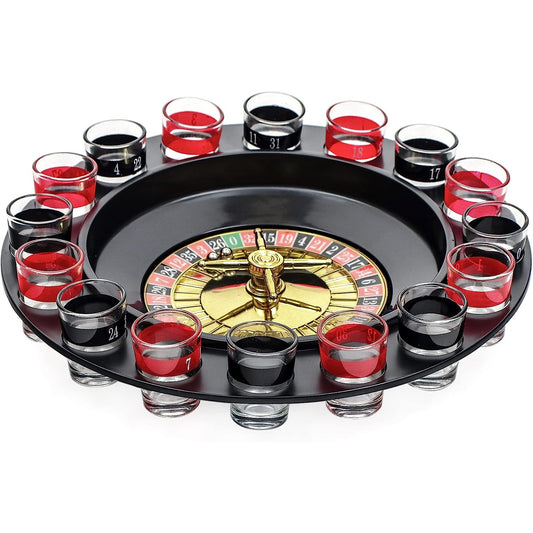 Joc de Baut Ruleta cu Pahare de Shot Klevo, 30 cm, Rosu/Negru
