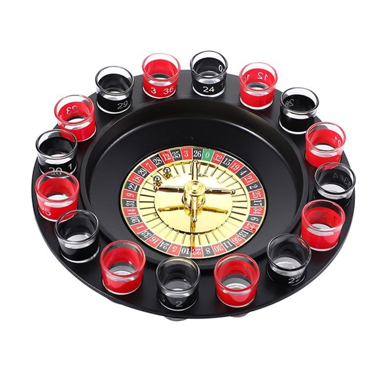 Joc de Baut Ruleta Klevo, cu 16 Pahare de Shot din Sticla , 30 x 30 x 5.5 cm, model 2, Rosu/Negru