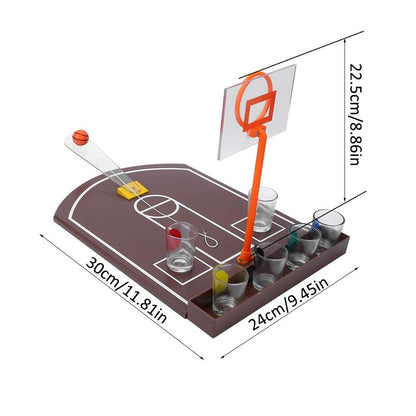 Joc de baut tip baschet Klevo, arunca mingea si accepta provocarea, pahare de shot din sticla, 30 x 22.5 x 24 cm, multicolor