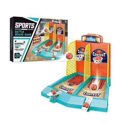 Joc de Masa Mini Baschet Interactiv pentru Copii, Klevo, pentru 2 Jucatori, 6 Mingi Incluse, 22x16.5x18.2 cm, Multicolor