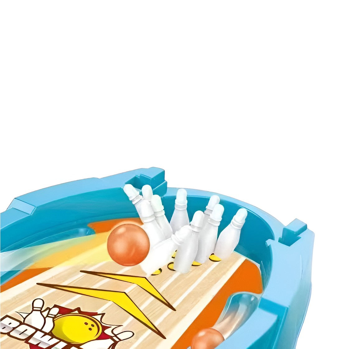 Joc de Masa Mini Bowling Interactiv pentru Copii, Klevo, Mingi si Figurine Incluse, 26.5x19.5x5 cm, Albastru