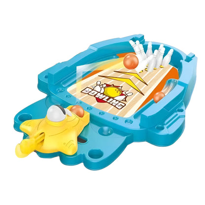 Joc de Masa Mini Bowling Interactiv pentru Copii, Klevo, Mingi si Figurine Incluse, 26.5x19.5x5 cm, Albastru