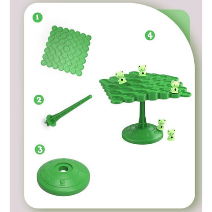 Joc Interactiv, Klevo, Broaste in Echilibru, +3 Ani, din Plastic, 50 de Pioni, Placa de Echilibru, Roata cu Pedepse, Zar, 14 x 7 x 14 cm, Verde