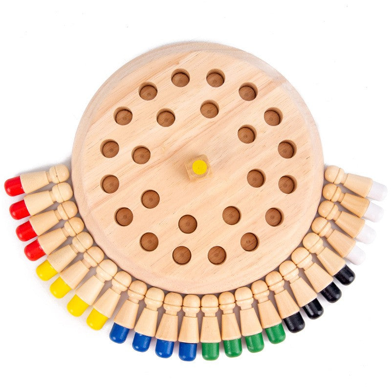 Joc de Memorie, Klevo, pentru Toata Familia, din Lemn, Diametru Tabla de Joc 17 cm, Interactiva, +4 Ani, 6 Culori, Multicolor