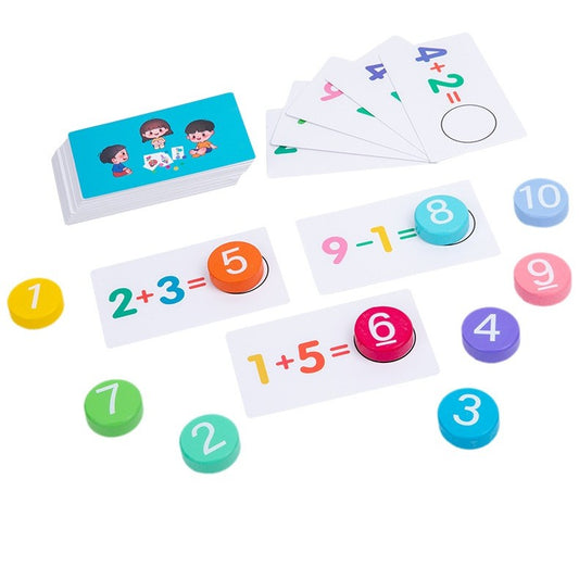 Joc Educational, Klevo, Invatare Adunare si Scadere, Cifre din Lemn, 46 Planse, +3 Ani, Multicolor