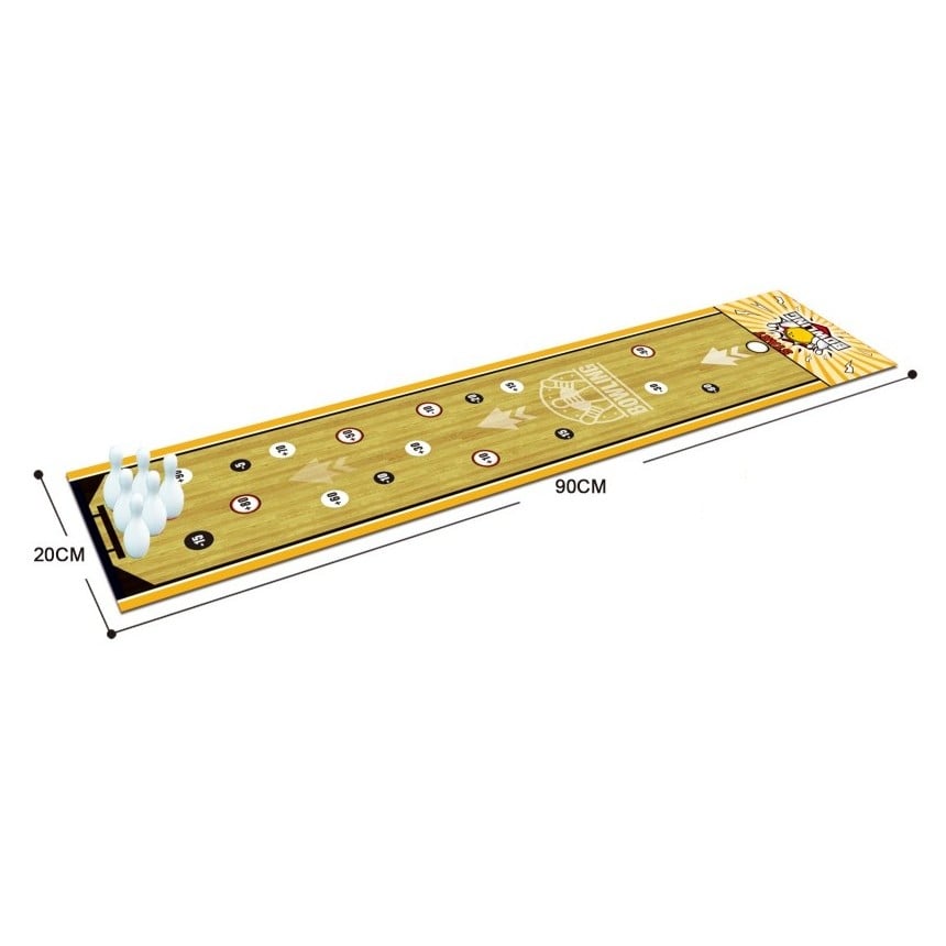 Joc Interactiv, Klevo, Covor de Bowling 90 x 20 cm, 1-4 Jucatori, +5 Ani, 6 Mingi Incluse, 6 Popice, Galben