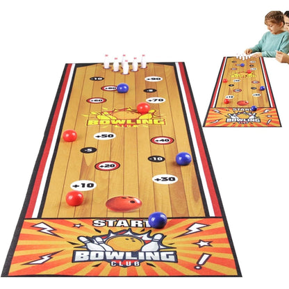 Joc Interactiv, Klevo, Covor de Bowling 90 x 20 cm, 1-4 Jucatori, +5 Ani, 6 Mingi Incluse, 6 Popice, Galben