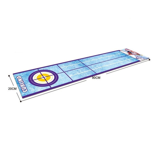 Joc Interactiv, Klevo, Covor de Curling 90 x 20 cm, 1-4 Jucatori, +5 Ani, 6 Mingi Incluse, Albastru