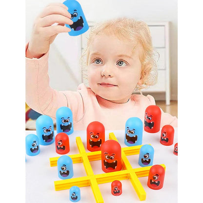Joc Interactiv, Klevo, Tic Tac Toe Gobble, din Plastic, +3 Ani, 18 Piese, 21.5 x 4 x 10 cm, Albastru/Rosu