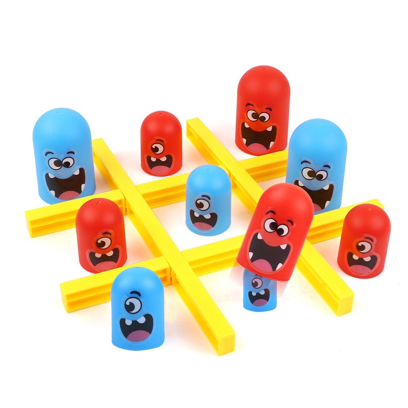 Joc Interactiv, Klevo, Tic Tac Toe Gobble, din Plastic, +3 Ani, 18 Piese, 21.5 x 4 x 10 cm, Albastru/Rosu