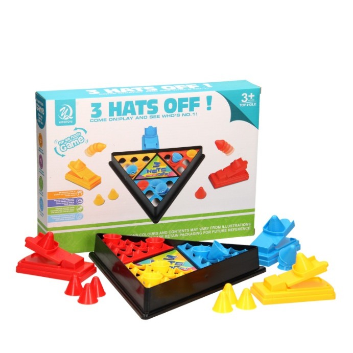 Joc Interactiv pentru Copii, Klevo, 3 Hats Off, Tabla de Joc, Figurine Palarii, +3 Ani, Multicolor
