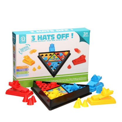 Joc Interactiv pentru Copii, Klevo, 3 Hats Off, Tabla de Joc, Figurine Palarii, +3 Ani, Multicolor