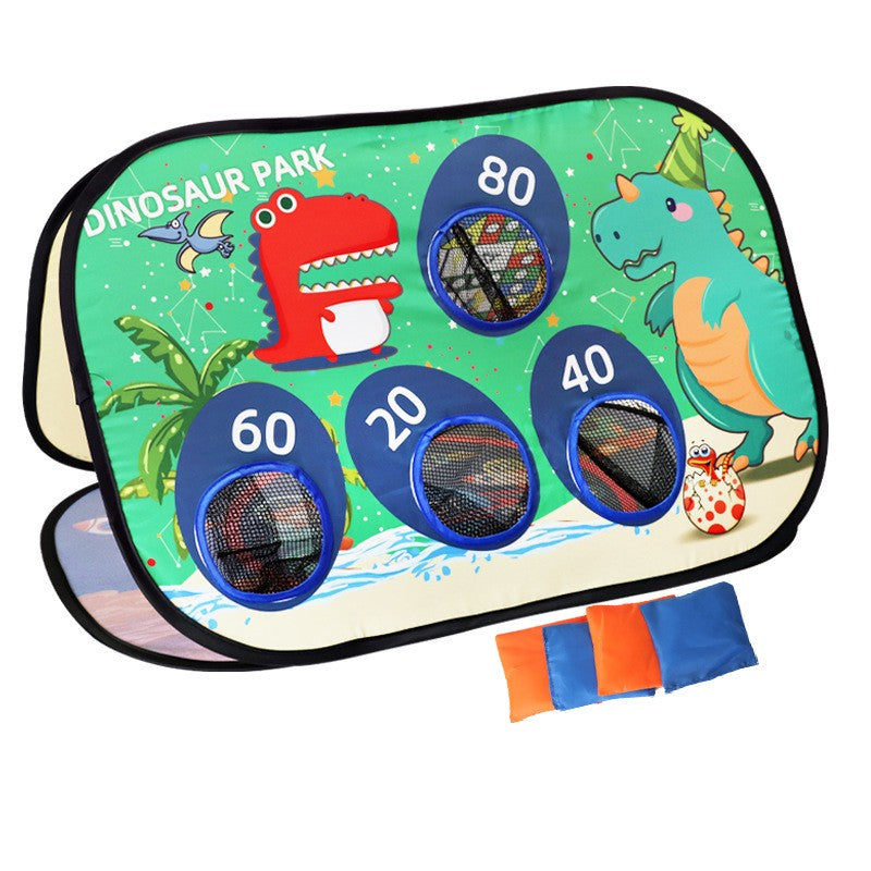 Joc pentru Copii, Klevo, Aruncarea Sacilor cu Nisip, Sageti, 8 Mingi, 4 Saci, Geanta Portabila, Interactiv, Model Dinozauri, 77.5x44.5x42 cm, Multicolor
