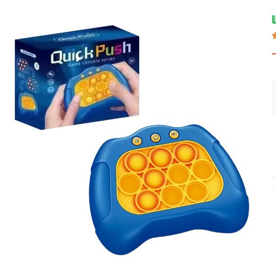 Joc Pop It, Klevo, consola, joc interactiv, antistres, cu baterii, Abs si silicon, Albastru, 12 x 10 x 5.8 cm