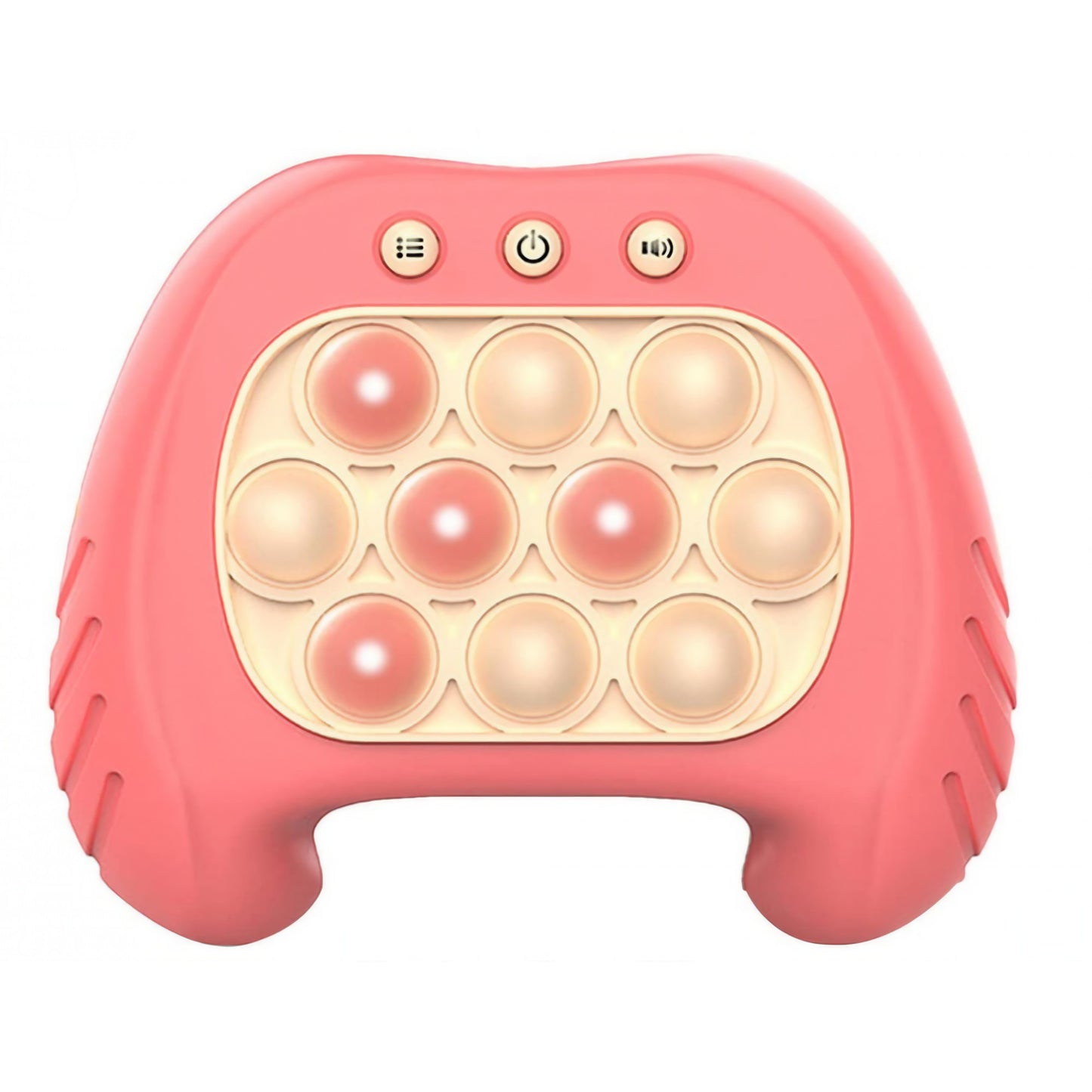 Joc Pop It, Klevo, consola, joc interactiv, antistres, cu baterii, Abs si silicon, Roz, 12 x 10 x 5.8 cm