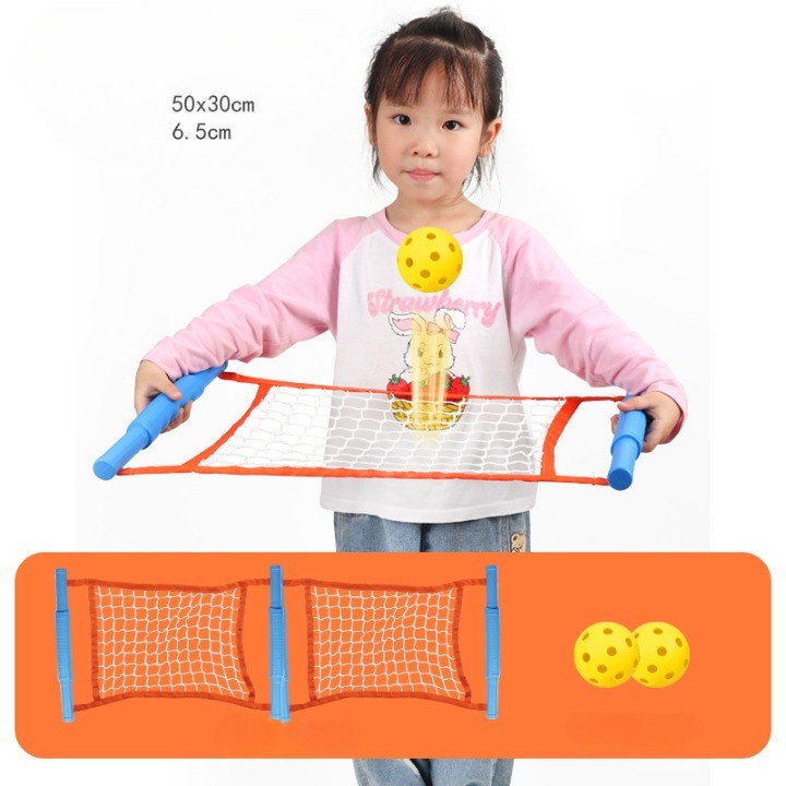 Joc Spikeball, Klevo, pentru Copii, Joc in 2, pentru Plaja, Parcuri, Interior, 2 Plase, 2 Mingi, Senzorial, Prinderea Mingii, 50x30 cm, Multicolor