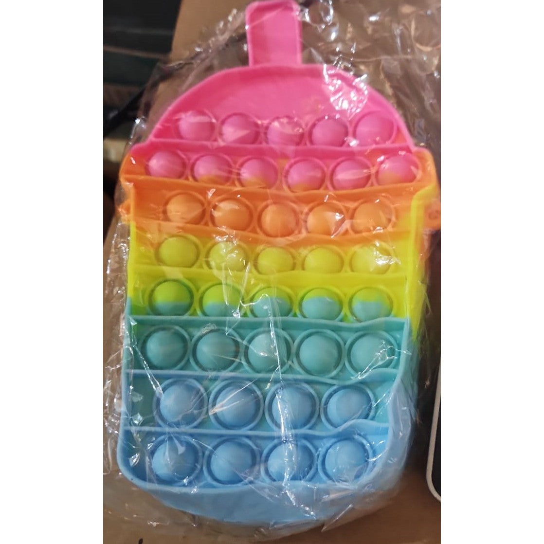 Jucarie antistres din silicon, Klevo, Geanta Pop It, Milkshake, Model 2, Multicolor