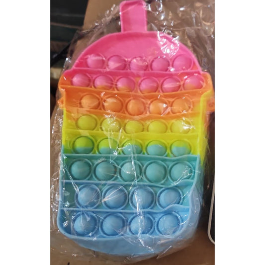 Jucarie antistres din silicon, Klevo, Geanta Pop It, Milkshake, Model 2, Multicolor