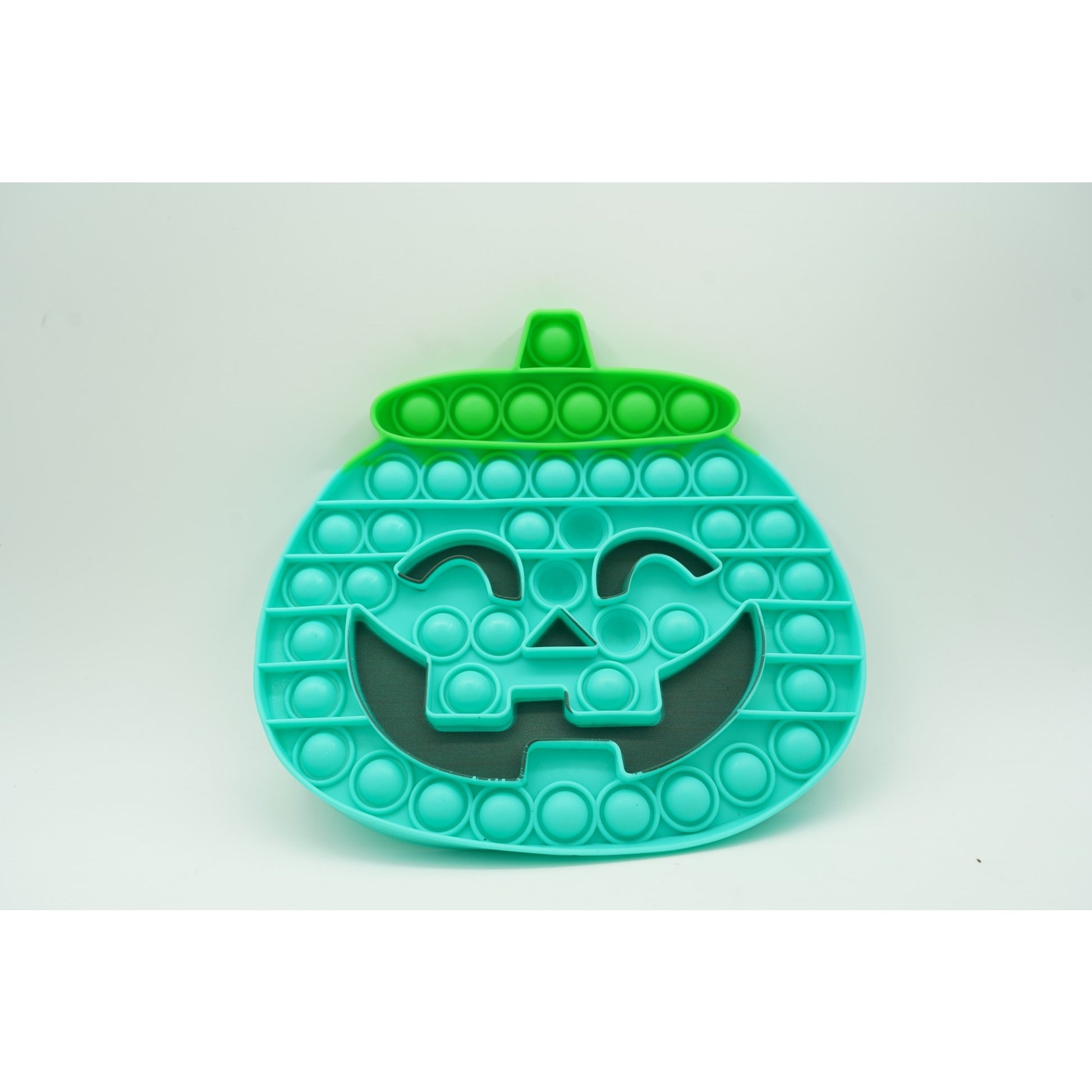 Jucarie antistres din silicon Klevo, Pop it Now and Flip It , 20 cm, Dovleac halloween, Turcoaz