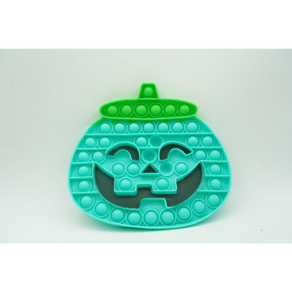 Jucarie antistres din silicon Klevo, Pop it Now and Flip It , 20 cm, Dovleac halloween, Turcoaz