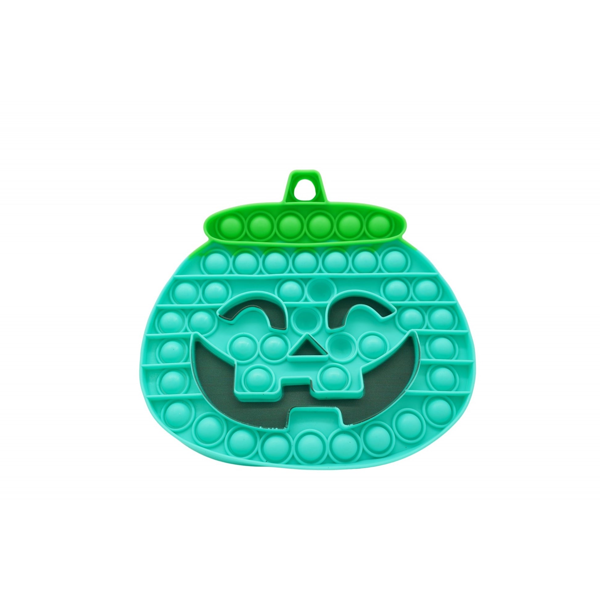 Jucarie antistres din silicon Klevo, Pop it Now and Flip It , 20 cm, Dovleac halloween, Turcoaz
