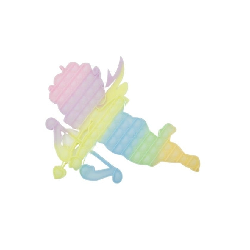 Jucarie antistres din silicon Klevo, Pop it Now and Flip It , 40x45 cm, Cupidon, Fosforescent, Multicolor