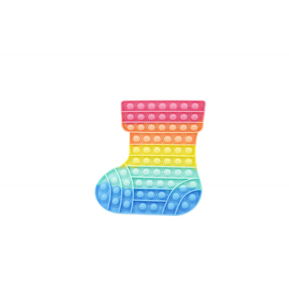 Jucarie antistres din silicon, Klevo, Pop It Now and Flip It, Ciorap Craciun, Multicolor