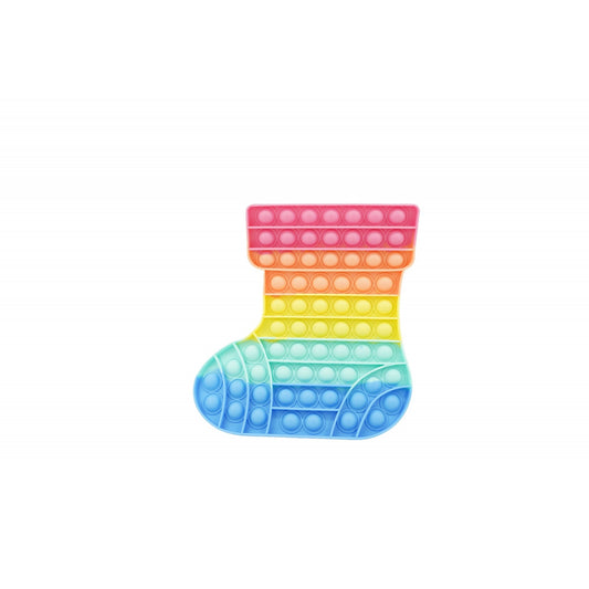 Jucarie antistres din silicon, Klevo, Pop It Now and Flip It, Ciorap Craciun, Multicolor