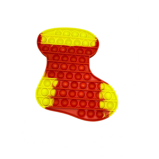 Jucarie antistres din silicon, Klevo, Pop It Now and Flip It, Ciorap Craciun, Rosu/Galben